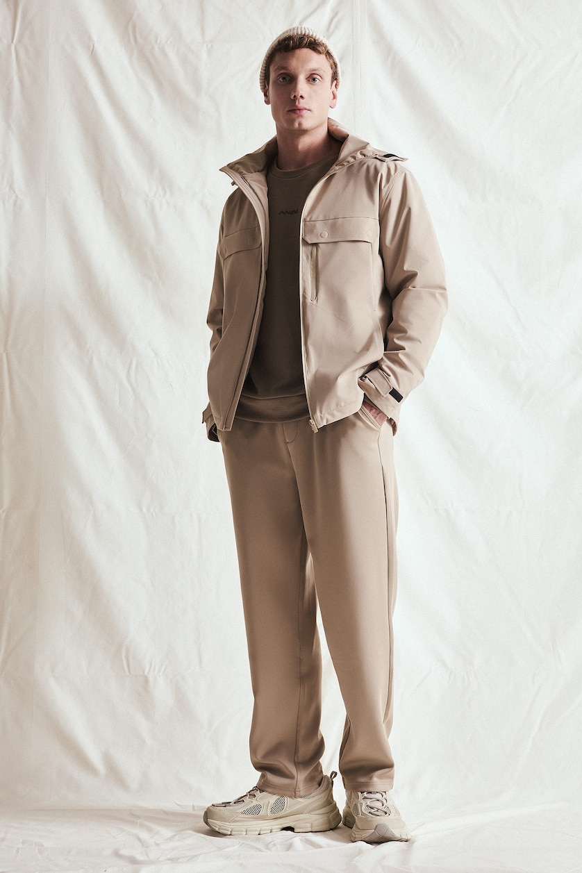 Men Beige Regular Fit Hooded Waterproof Jacket