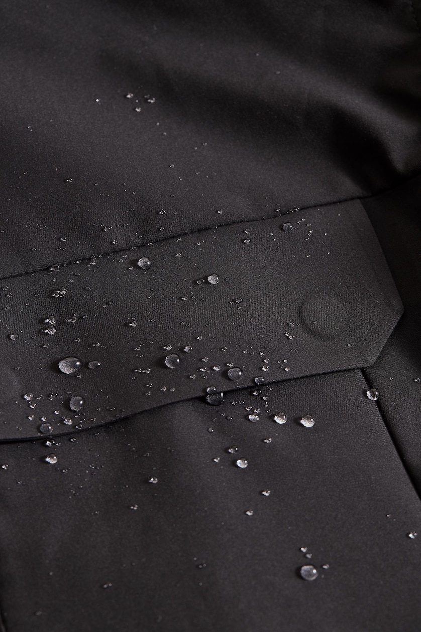 Men Black Regular Fit Hooded Waterproof Jacket