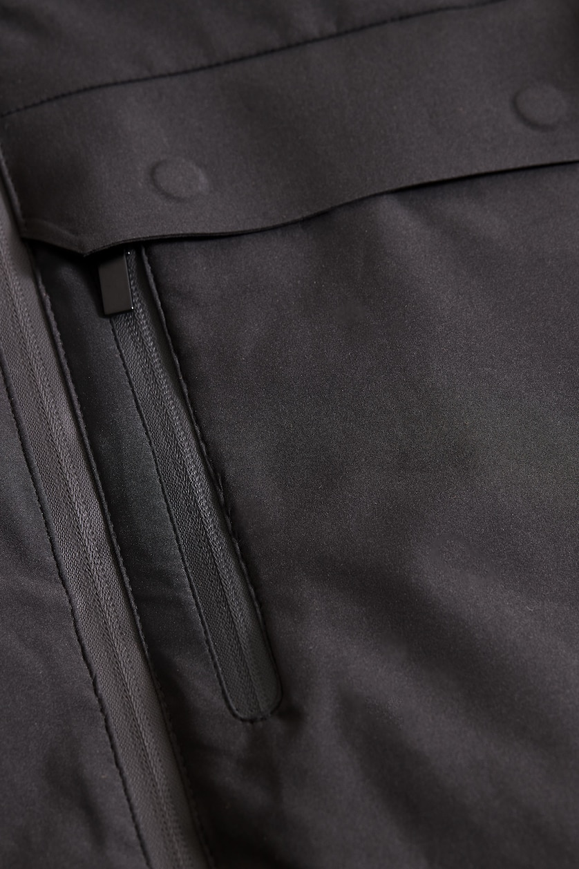 Men Black Regular Fit Hooded Waterproof Jacket