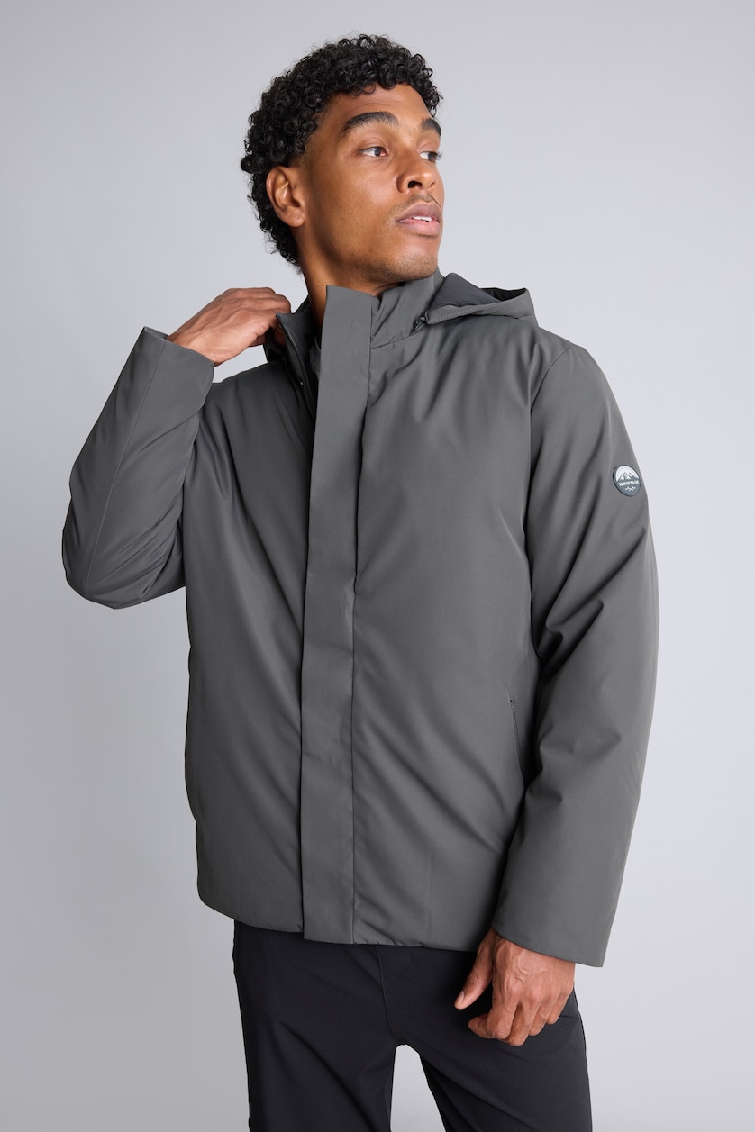 Erkek Koyu Haki Slim Fit Kapusonlu Mont