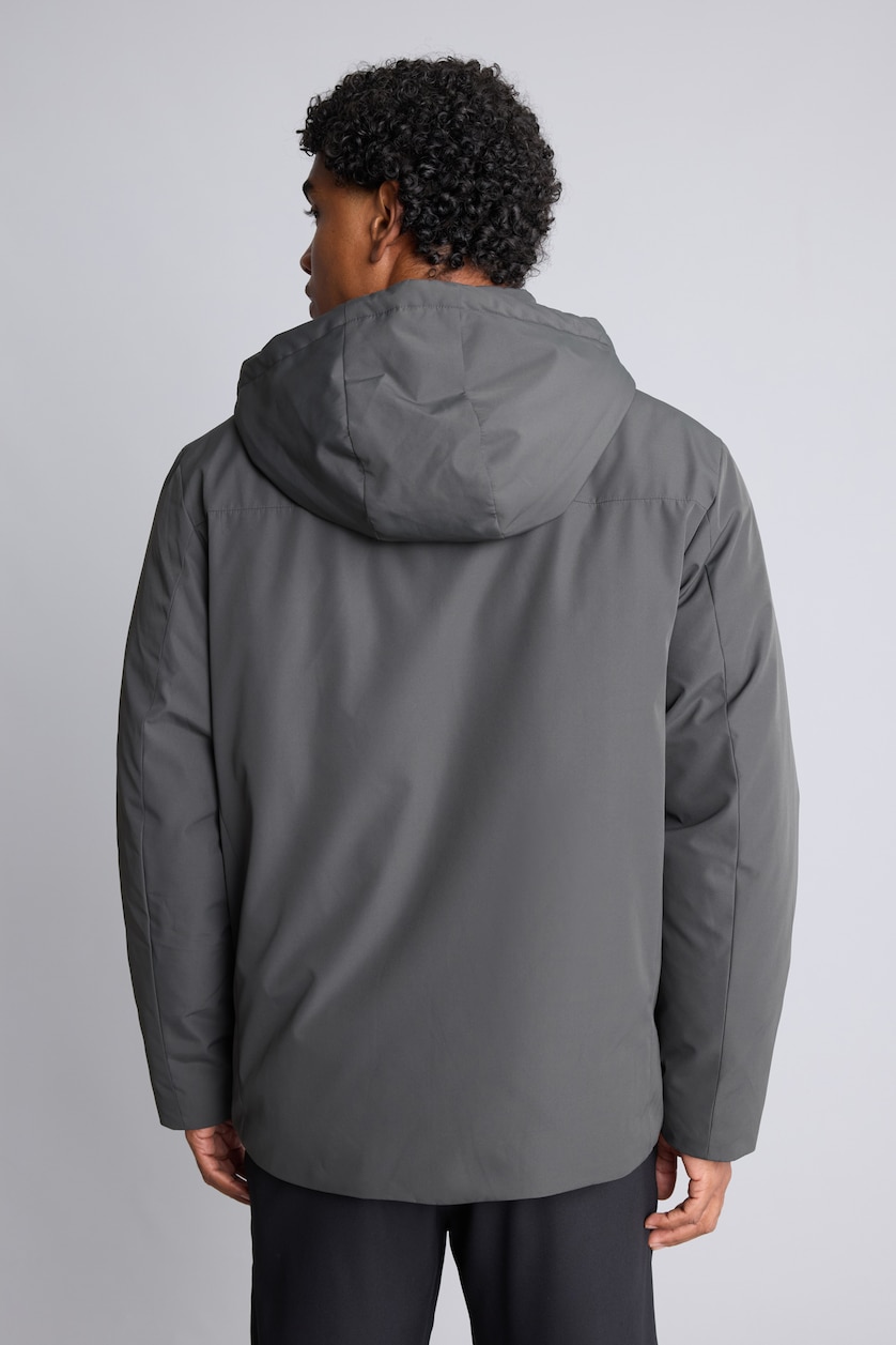 Erkek Koyu Haki Slim Fit Kapusonlu Mont