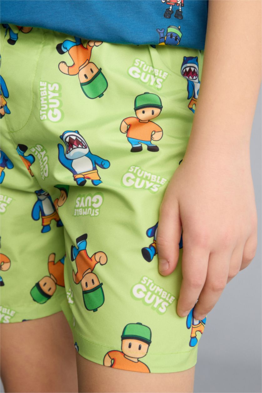 Erkek Çocuk - Genç Erkek Açık Yeşil Stumble Guys Şort Erkek Çocuk