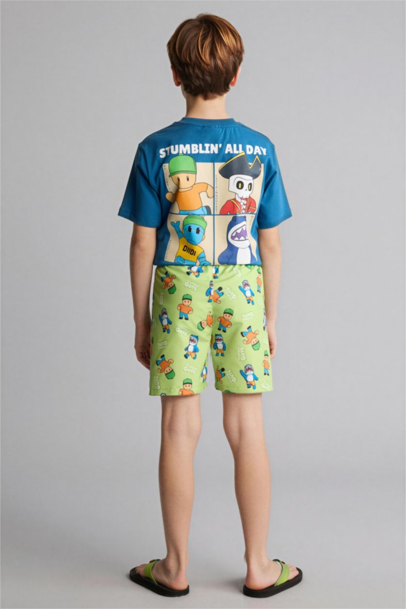 Erkek Çocuk - Genç Erkek Açık Yeşil Stumble Guys Şort Erkek Çocuk