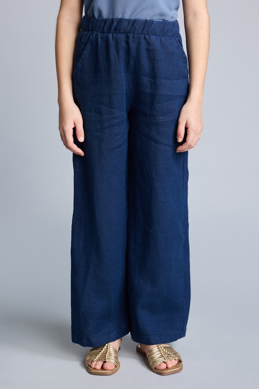 Young Girls - Teen Girls NAVY Wide Leg Linen Trousers