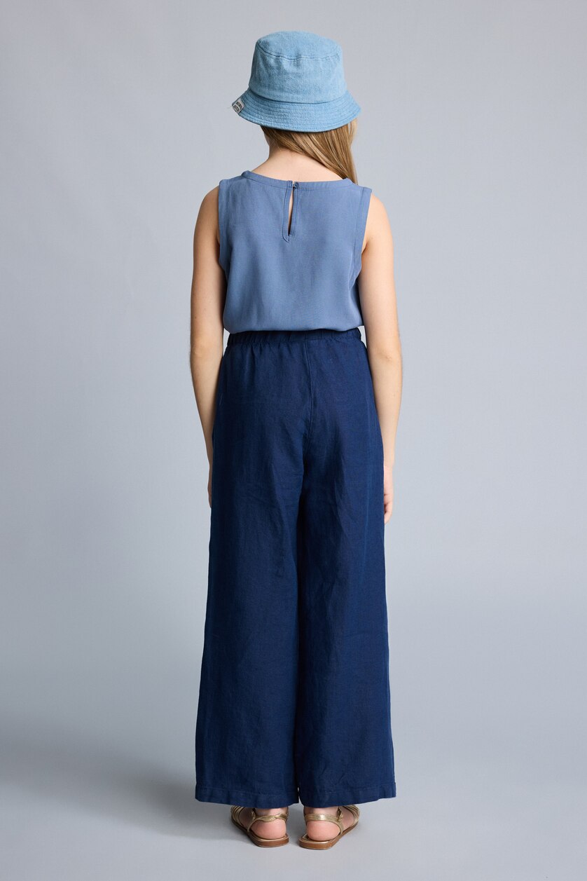 Young Girls - Teen Girls NAVY Wide Leg Linen Trousers
