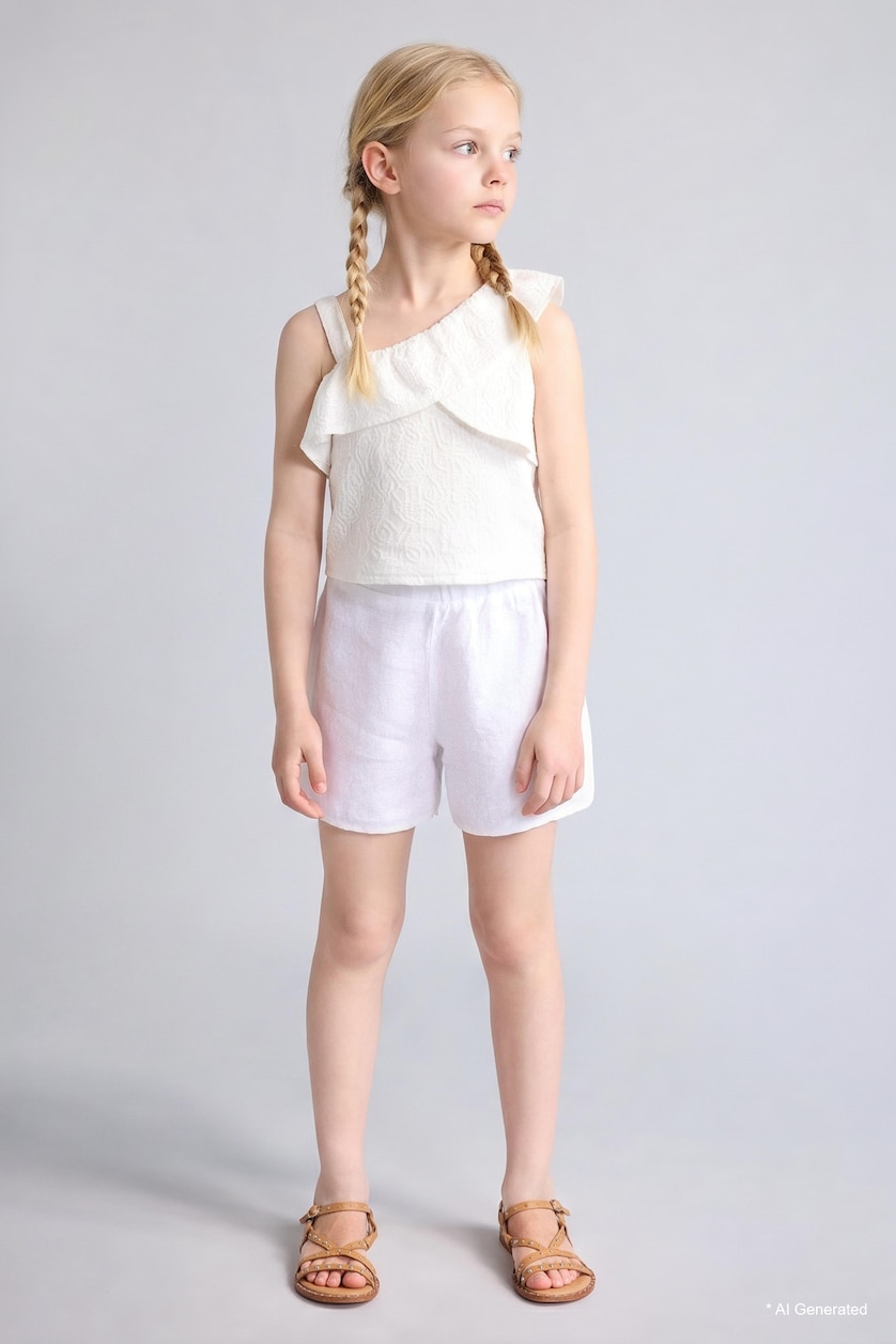 Young Girls - Teen Girls White Girl Regular Fit Shorts