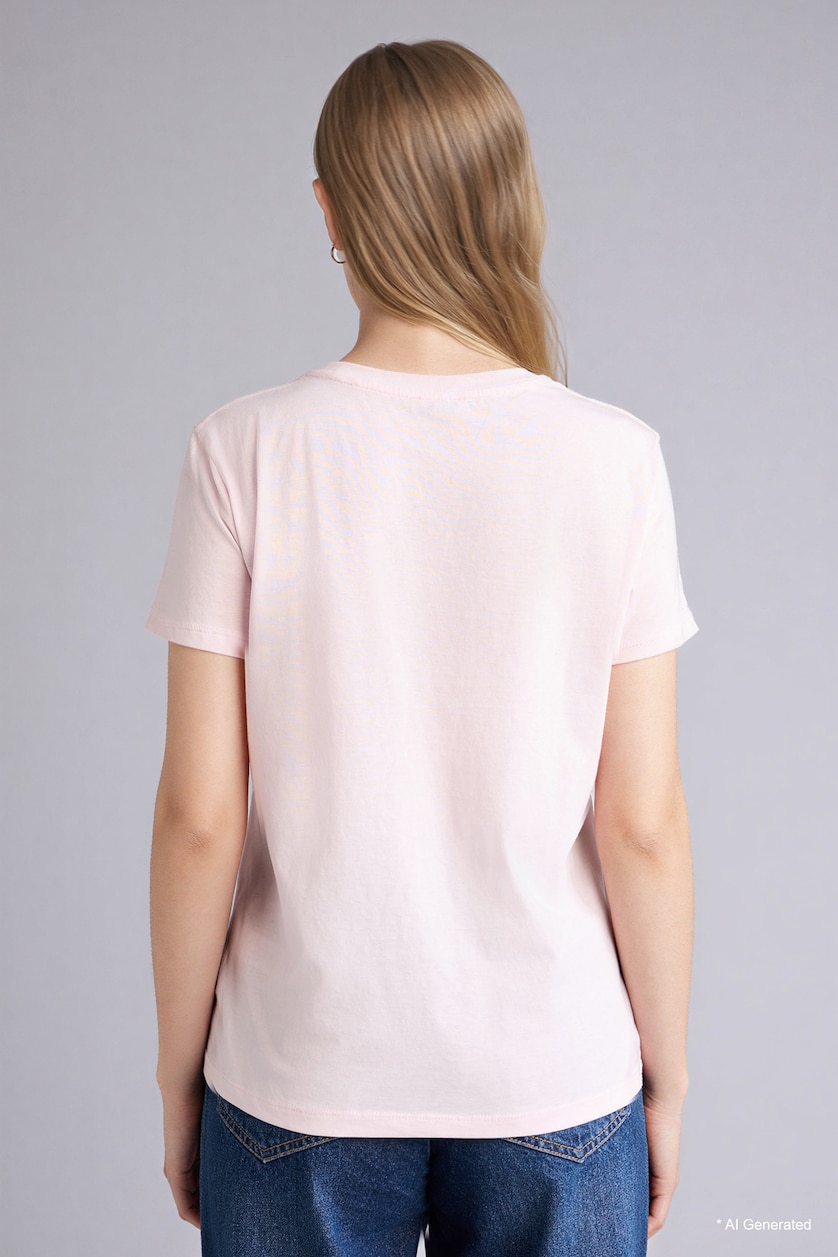 Women Light Pink Regular Fit Short Sleeve T-Shirt
