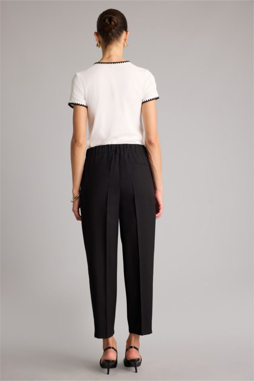 Kadın Siyah Straıght Fıt Fermuarlı Normal Bel Modal Pantolon