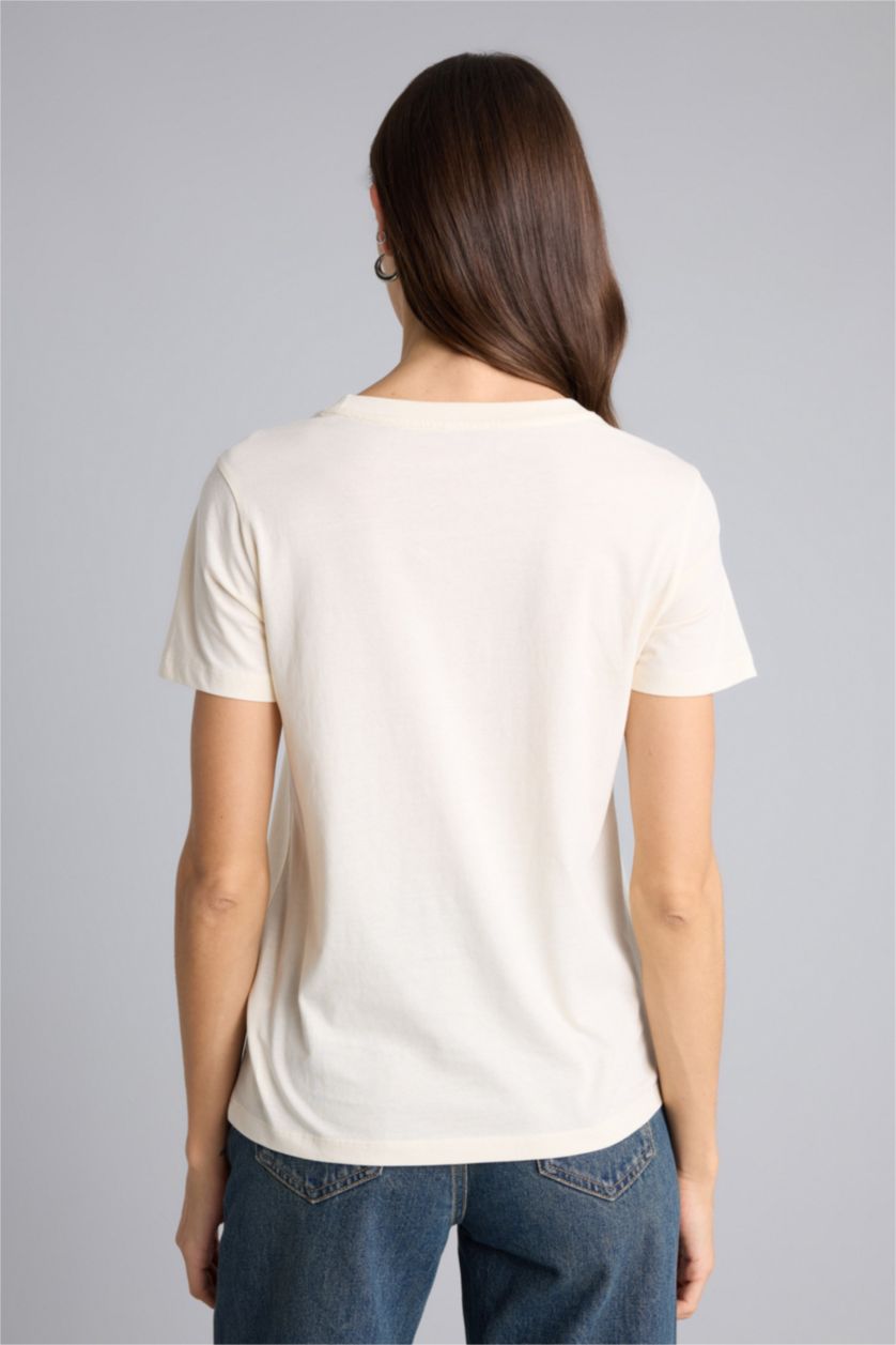 Женщины Бежевый Трикотажная футболка с принтом