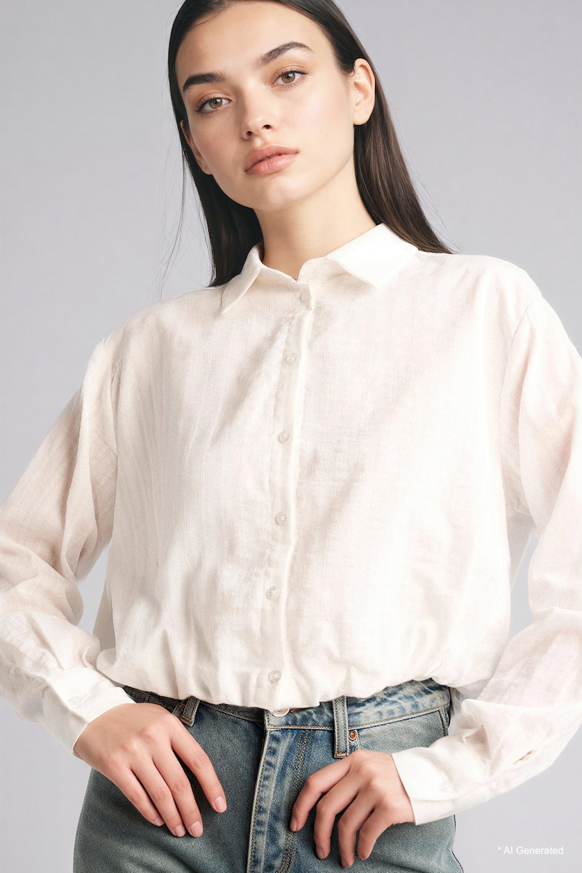 Women White Oversize Fit Cotton Long Sleeve Shirt