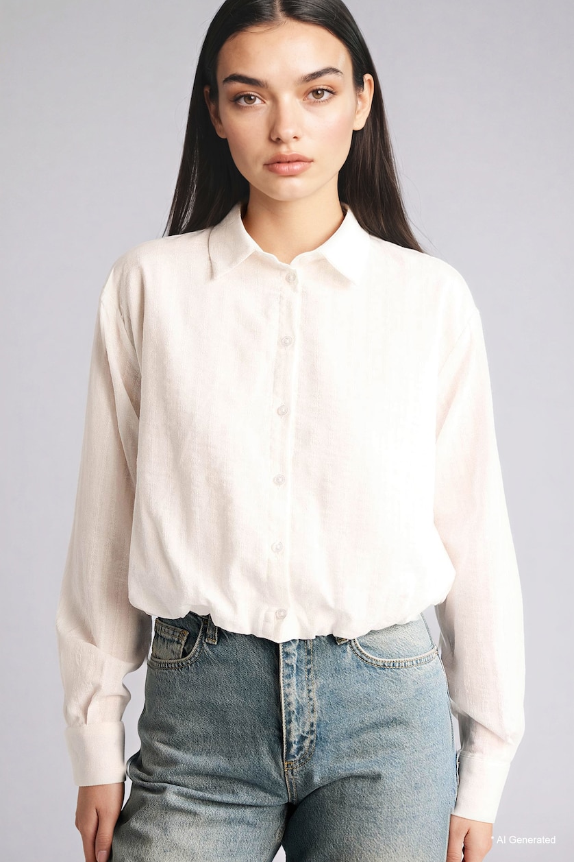Women White Oversize Fit Cotton Long Sleeve Shirt