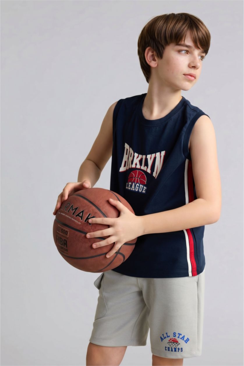 BOYS & TEENS NAVY Boy Regular Fit Printed Tank Top