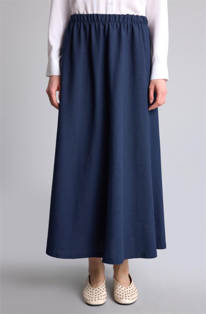 حريمي كحلي جيبة كتان بقصة A