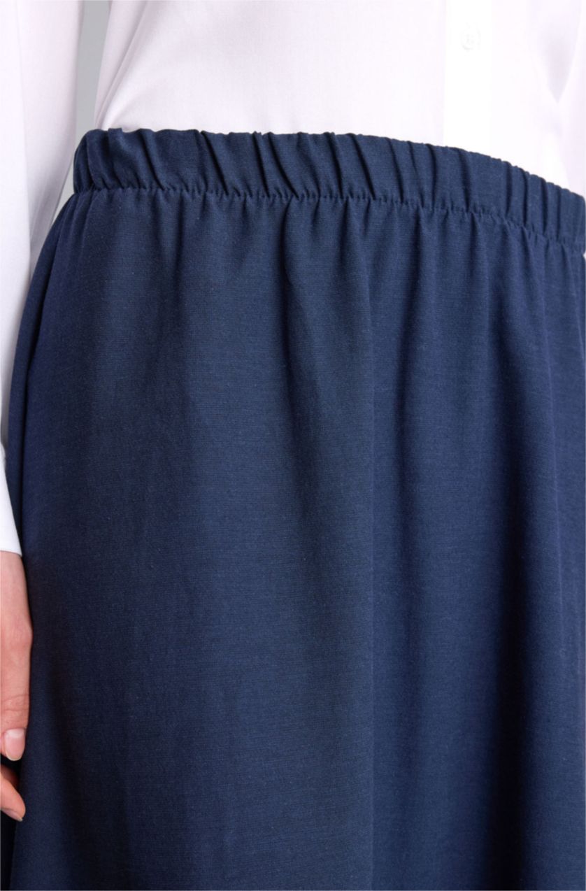 Kadın Lacivert A Kesim Keten Etek