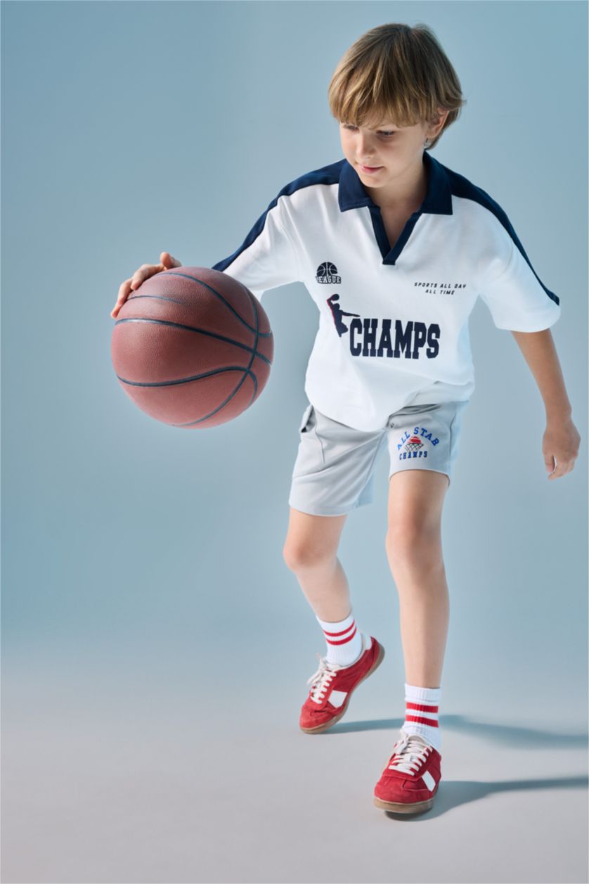 BOYS & TEENS Light Grey Boy Regular Fit Sports Shorts