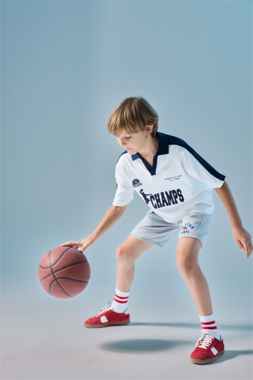 BOYS & TEENS Light Grey Boy Regular Fit Sports Shorts