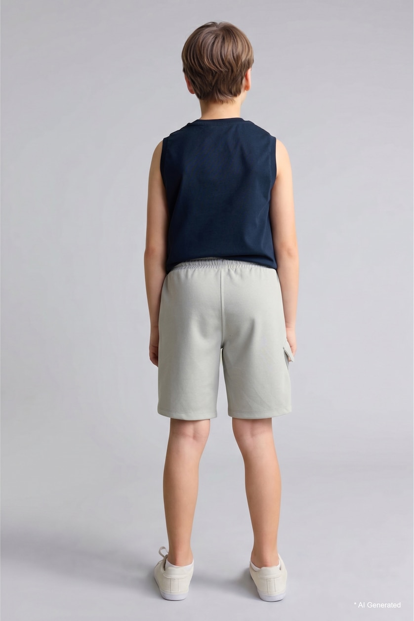 BOYS & TEENS Light Grey Boy Regular Fit Sports Shorts