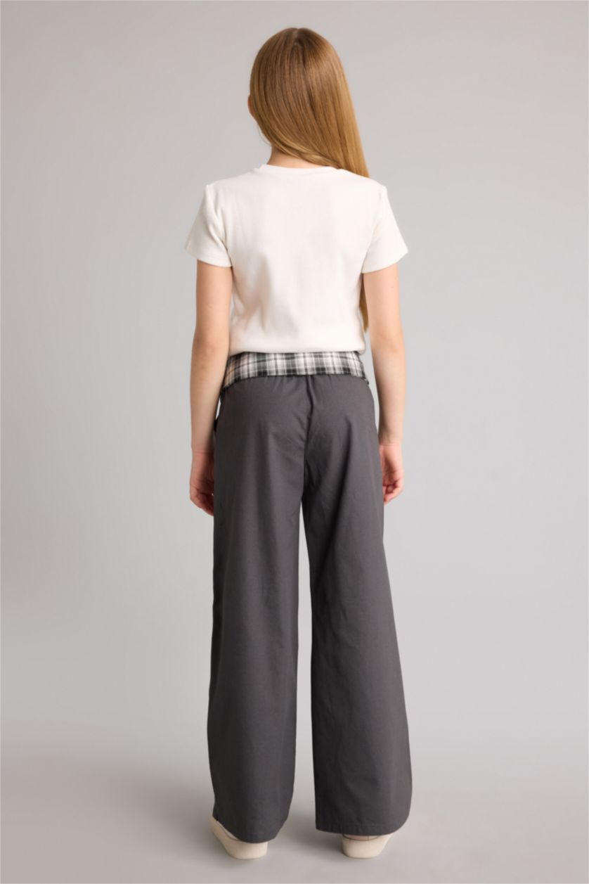 Kız Çocuk - Genç Kız Antrasit Baggy Fıt Poplin Pantolon Kız Çocuk