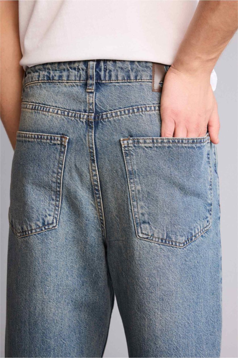 Man Light Blue Baggy Fit Trousers