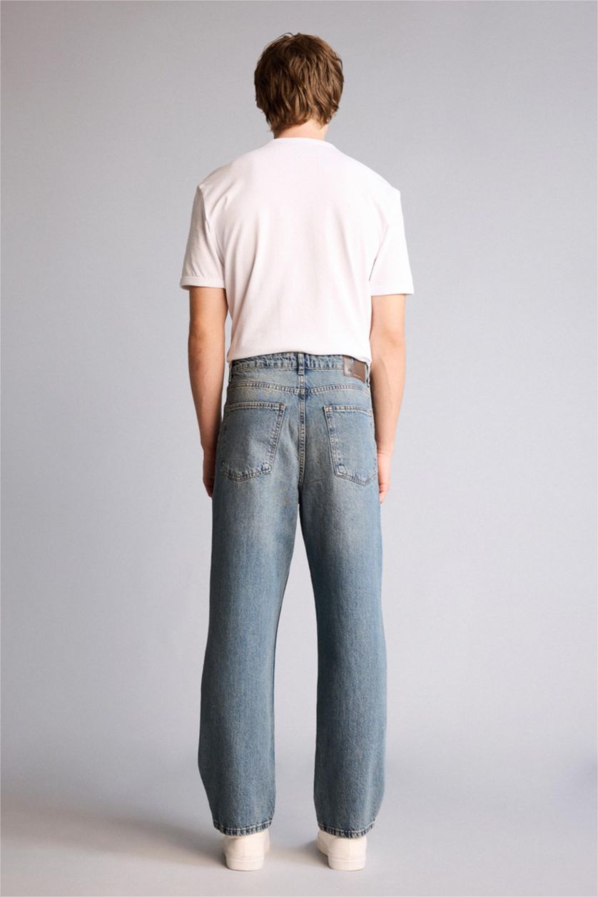 Man Light Blue Baggy Fit Trousers