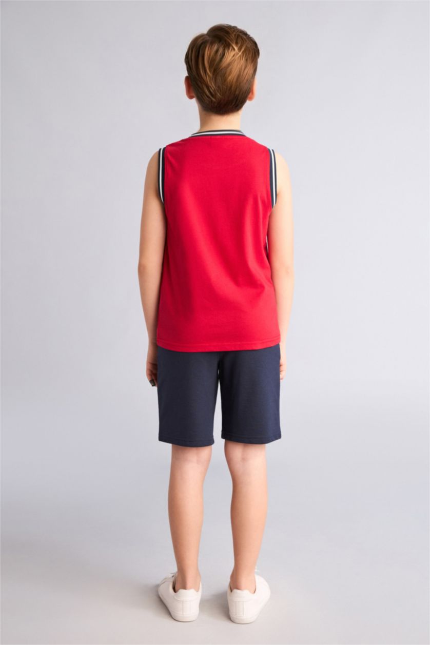 BOYS & TEENS Red طقم اولادي قصة عادية - قطعتين