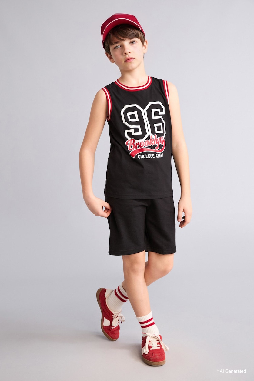 BOYS & TEENS Black Boy Shorts Tank Top 2 Piece Set