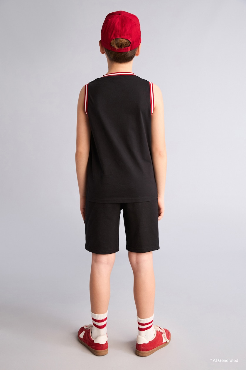 BOYS & TEENS Black Boy Shorts Tank Top 2 Piece Set