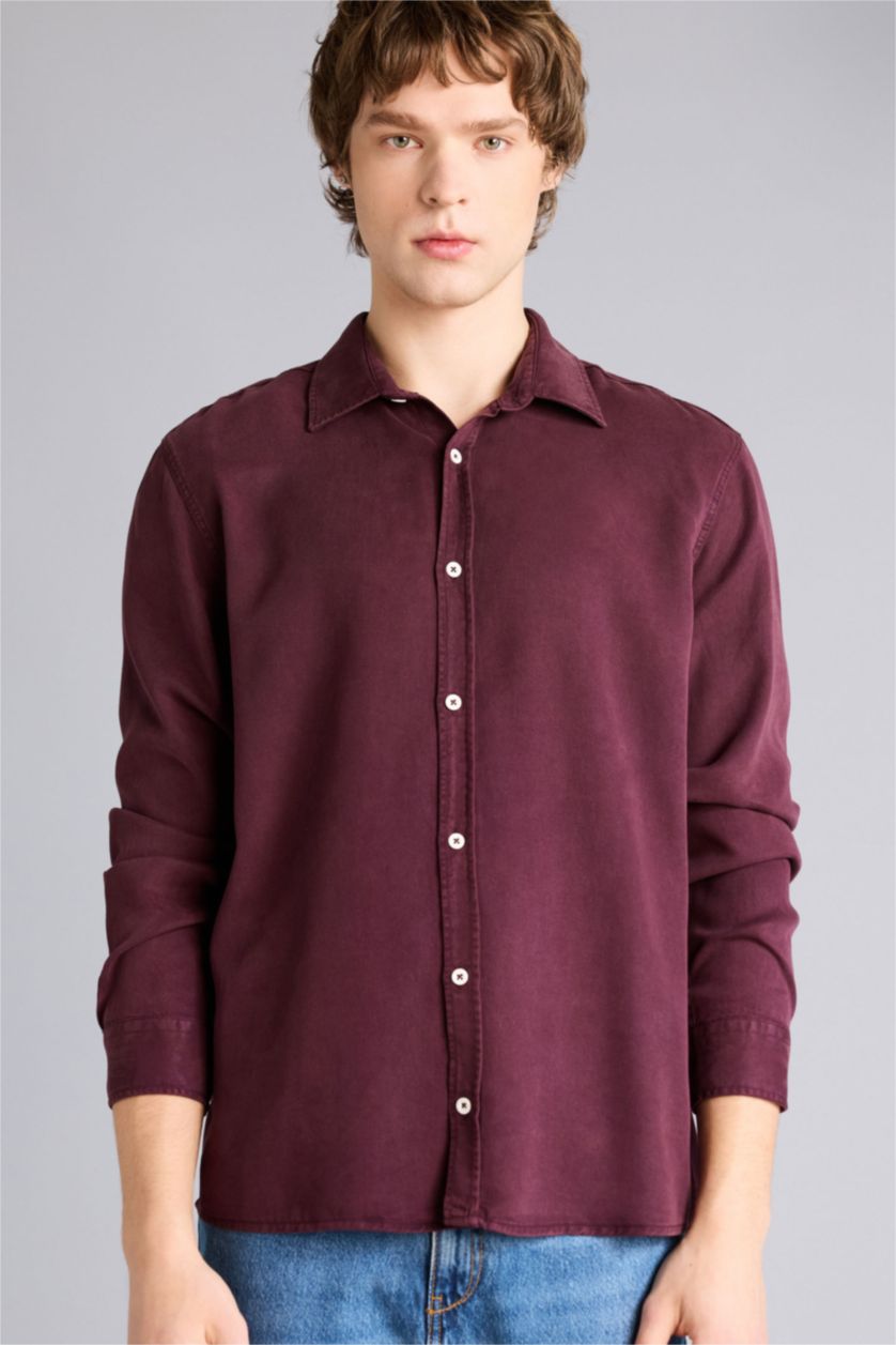 رجالي خمري غامق قميص كم طويل