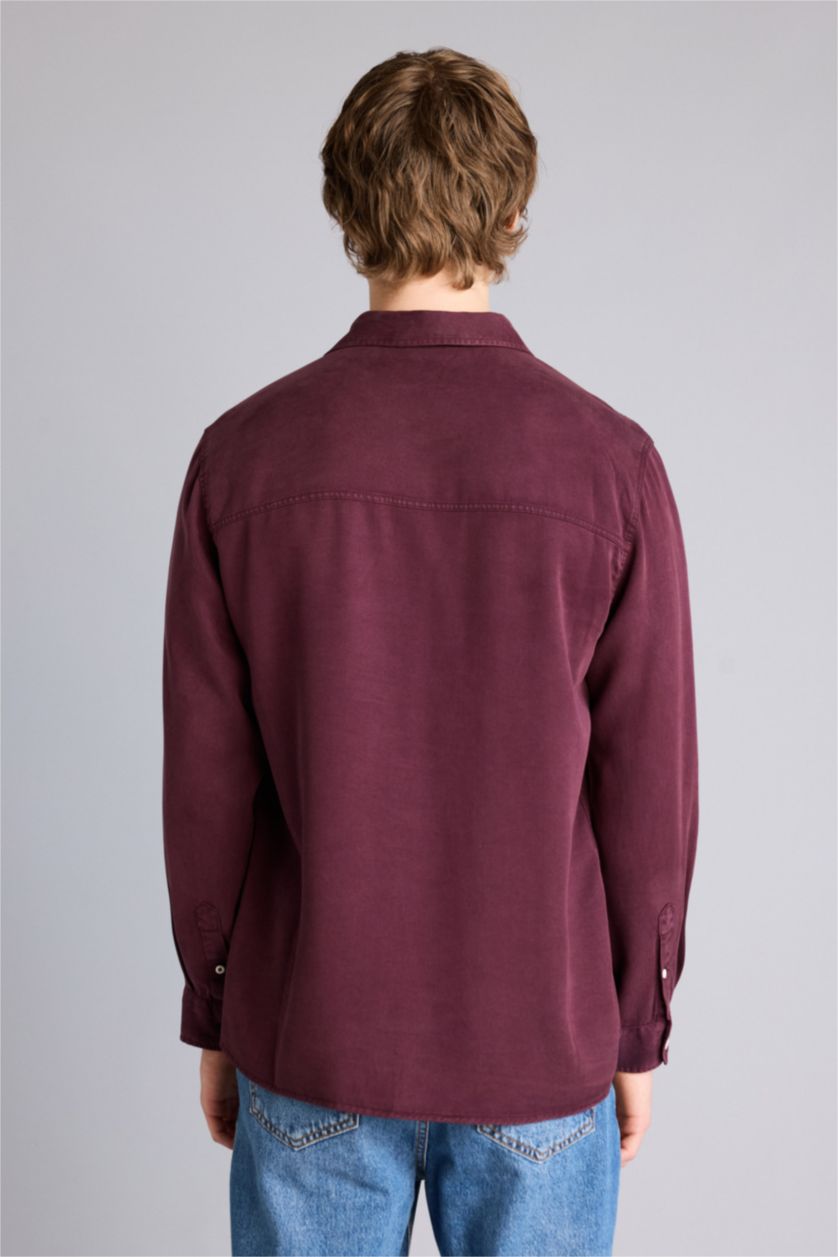 رجالي خمري غامق قميص كم طويل