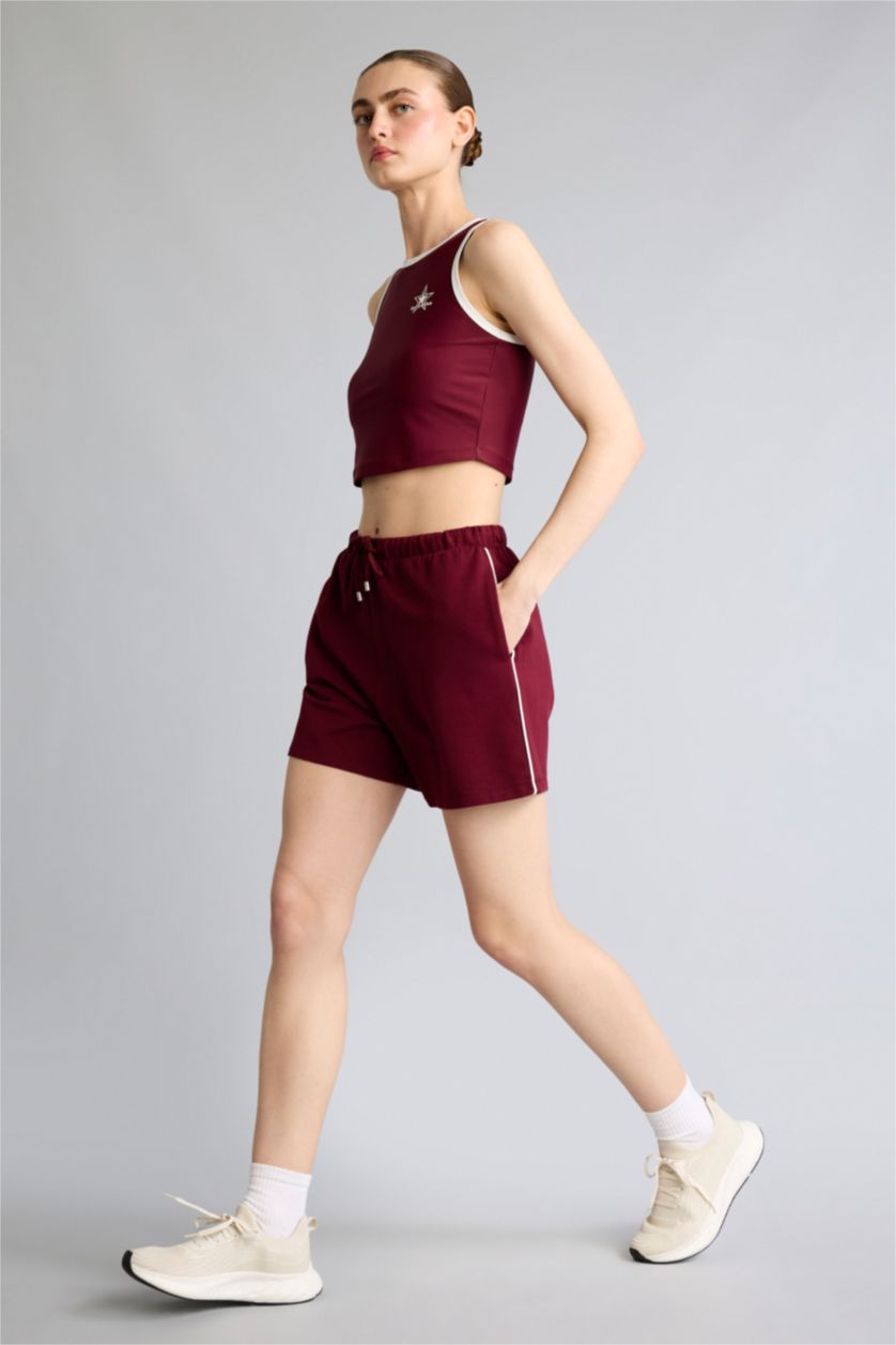 Kadın Bordo Standart Fit Kısa Paça Modal Şort