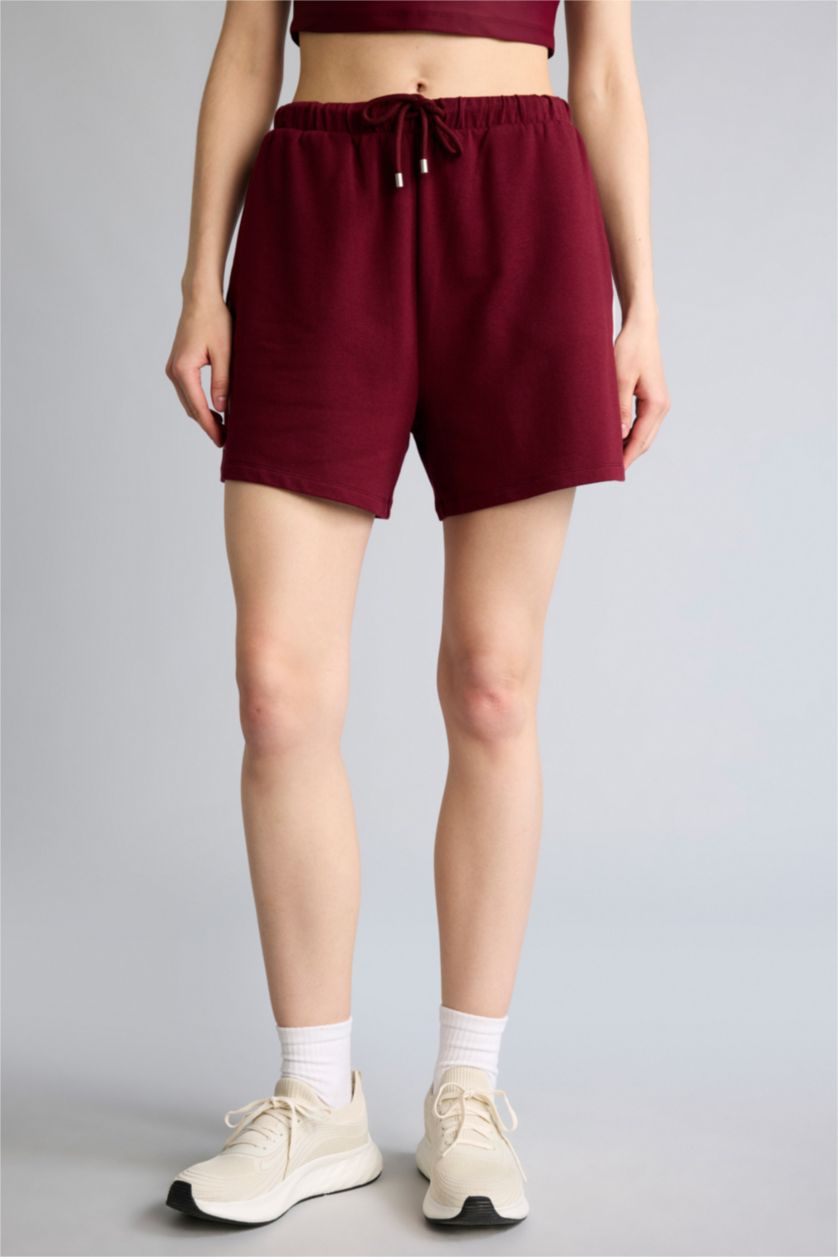 Kadın Bordo Standart Fit Kısa Paça Modal Şort