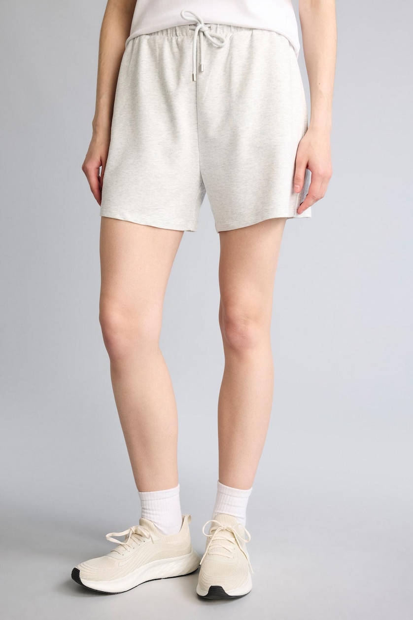 WOMAN Grey Melange Standard Fit Modal Short Leg Shorts