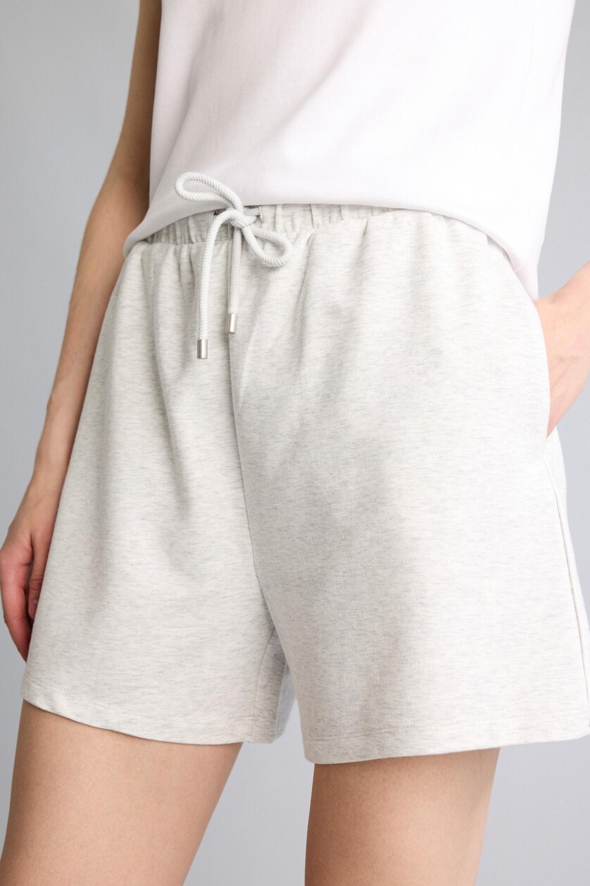 WOMAN Grey Melange Standard Fit Modal Short Leg Shorts