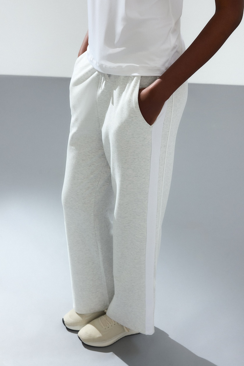 Woman Grey Melange Straight Fit Modal Sports Pants