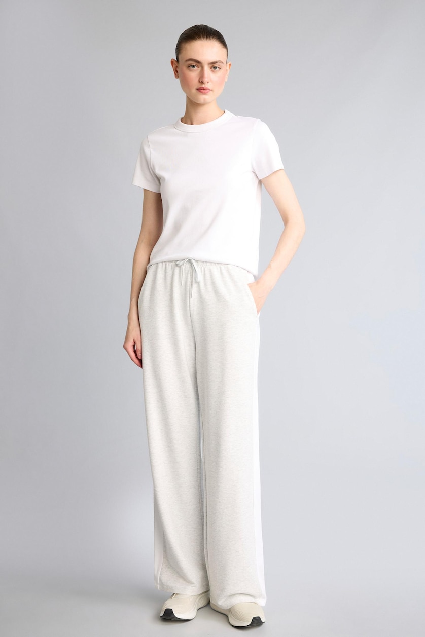 Woman Grey Melange Straight Fit Modal Sports Pants