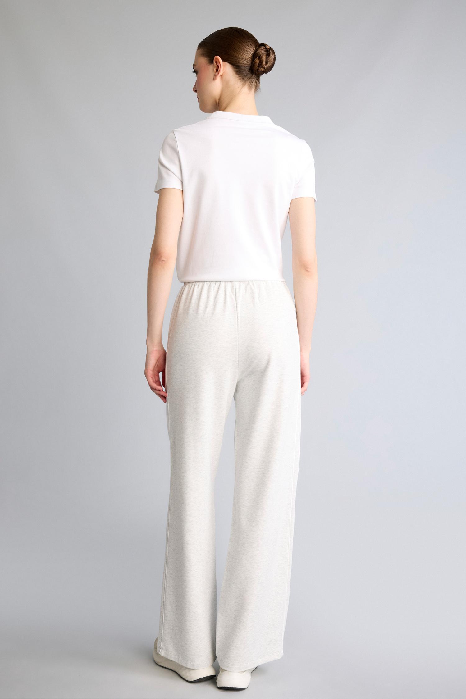 Woman Grey Melange Straight Fit Modal Sports Pants