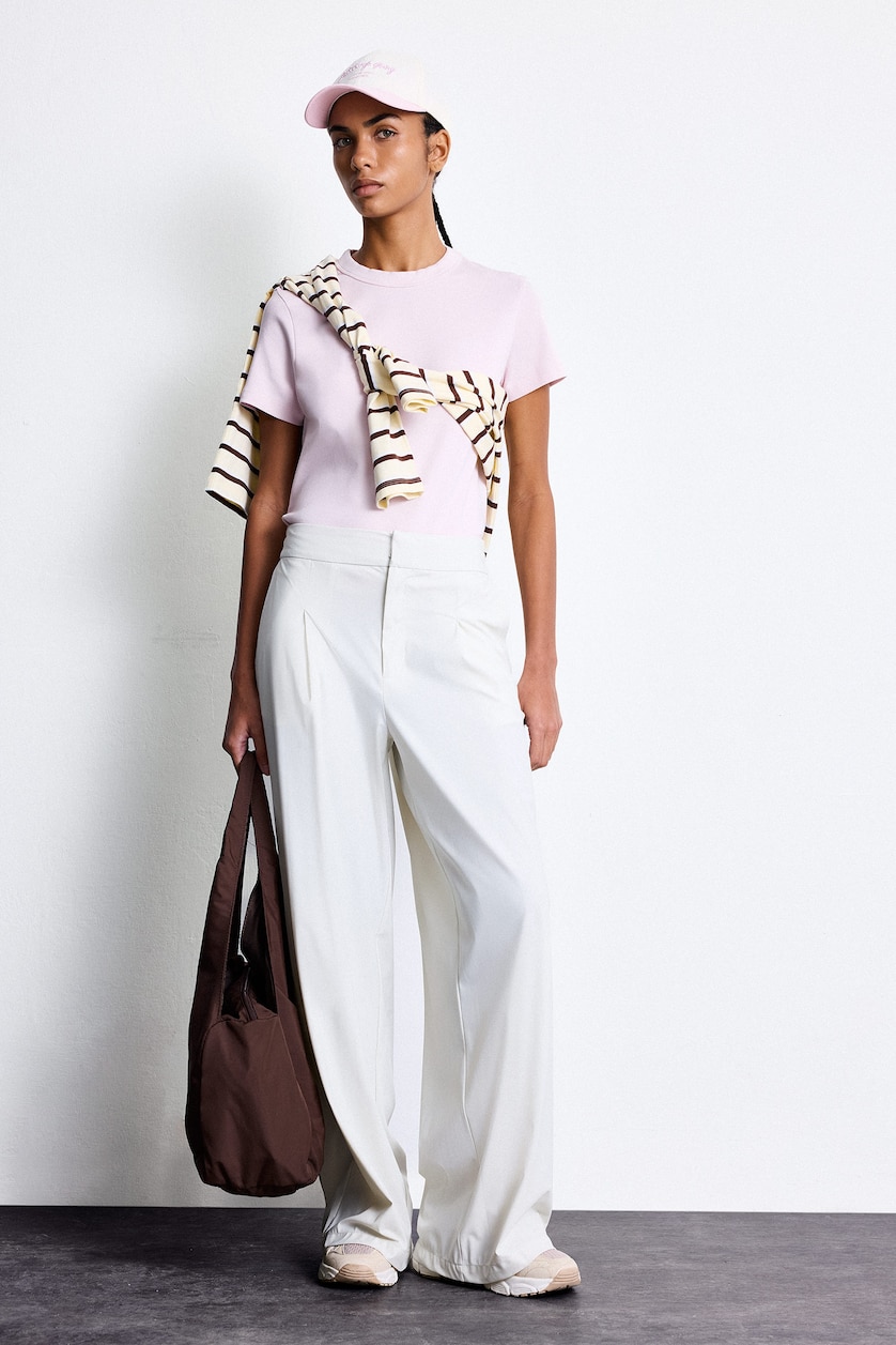 Женщины Слоновая кость Бежевые брюки Wide Leg