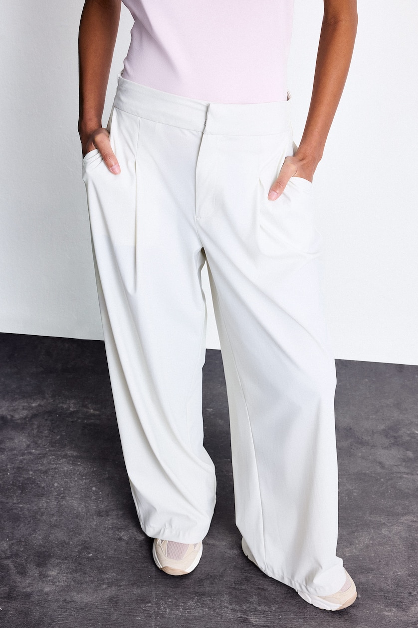 Женщины Слоновая кость Бежевые брюки Wide Leg
