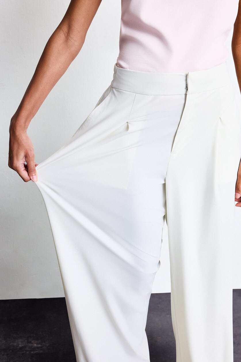 Женщины Слоновая кость Бежевые брюки Wide Leg
