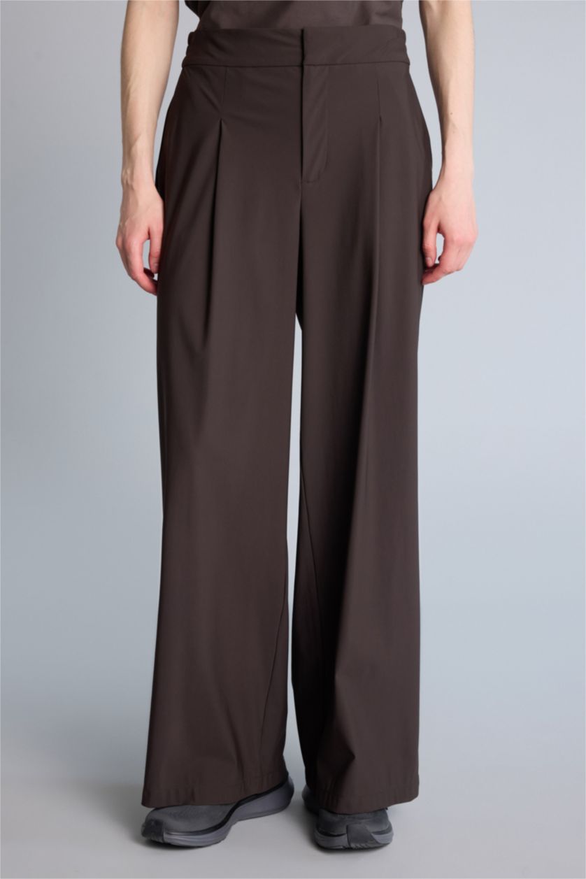 Kadın Kahve Wide Leg Uzun Boy Pantolon