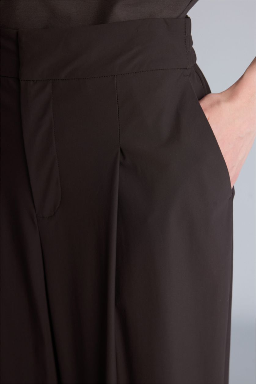 Kadın Kahve Wide Leg Uzun Boy Pantolon