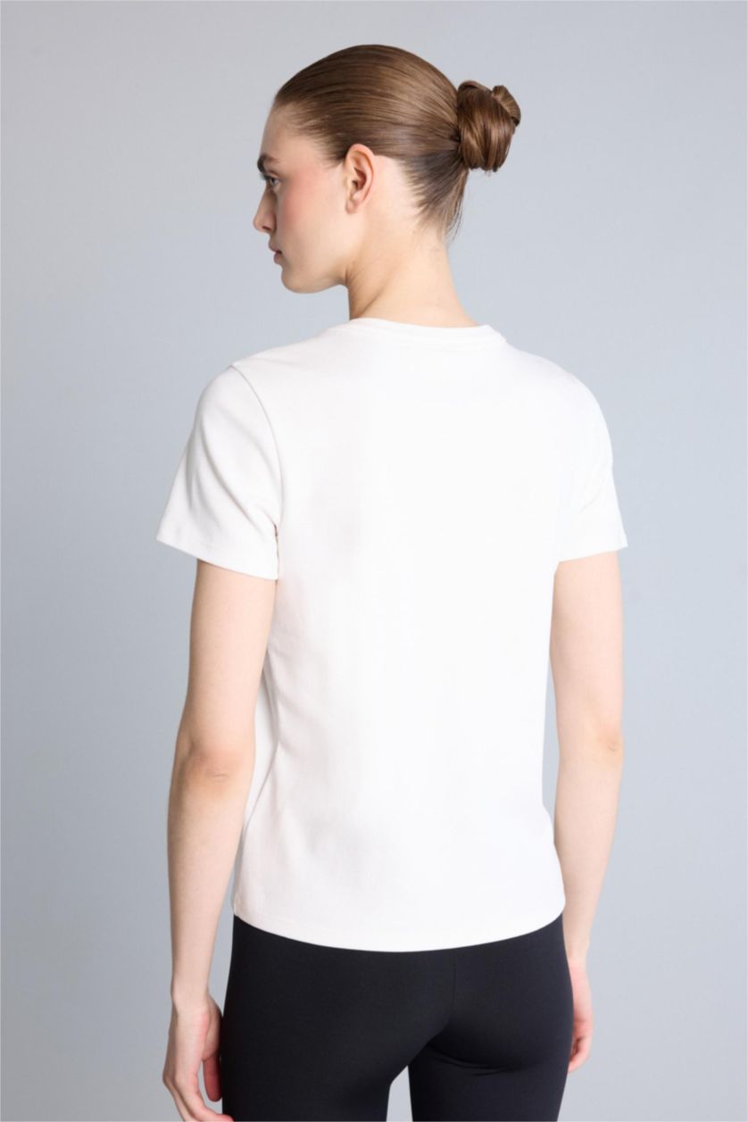 نساء بيج فاتح Standard Fit Cotton Short Sleeve T-Shirt