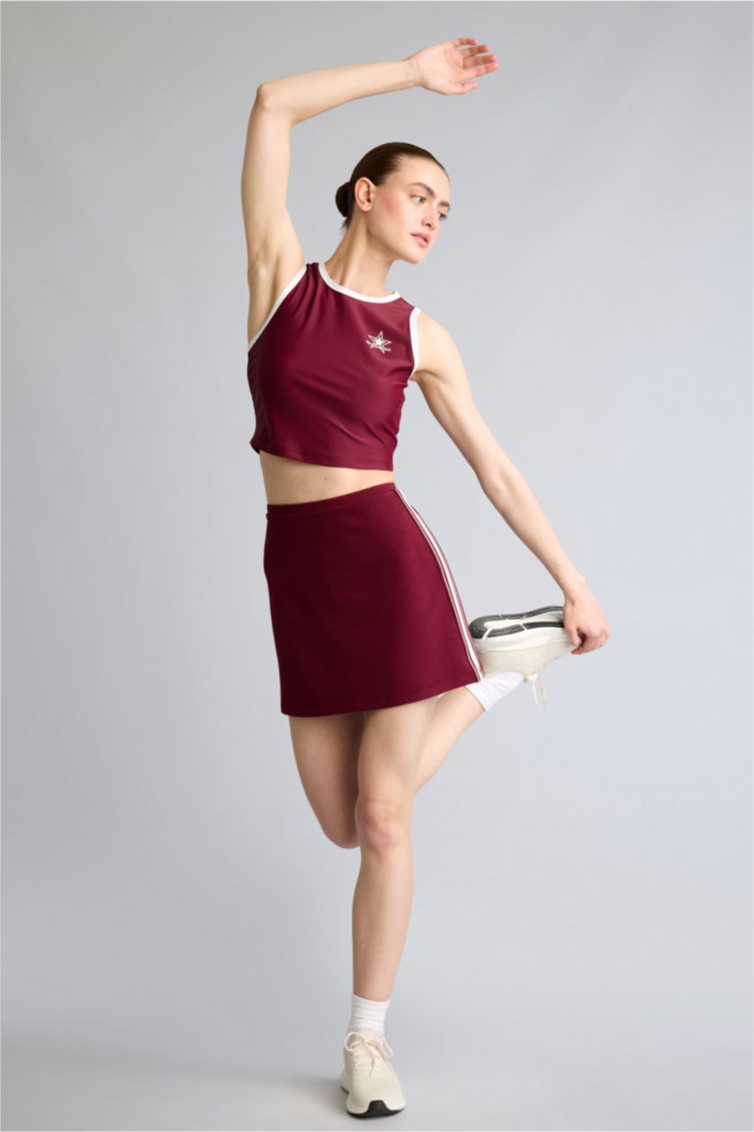 Kadın Bordo Standart Fit Modal Mini Etek