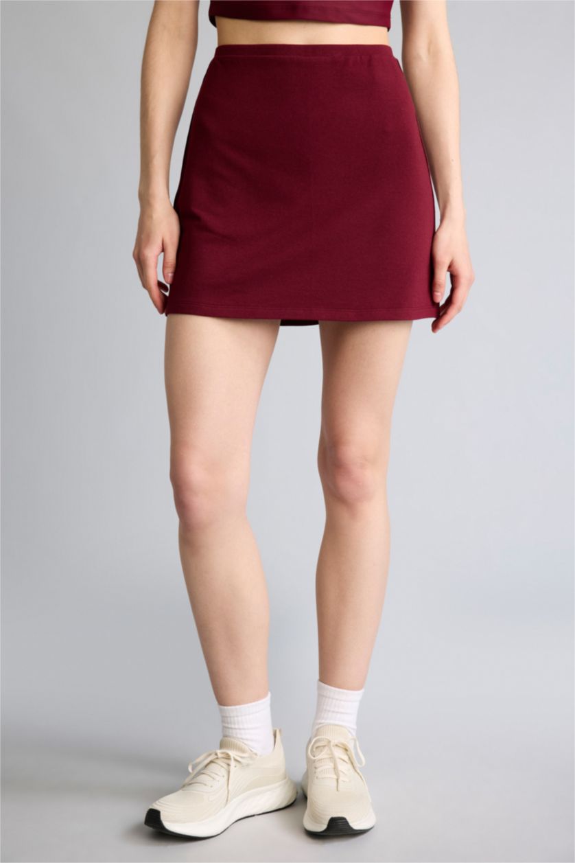 Kadın Bordo Standart Fit Modal Mini Etek