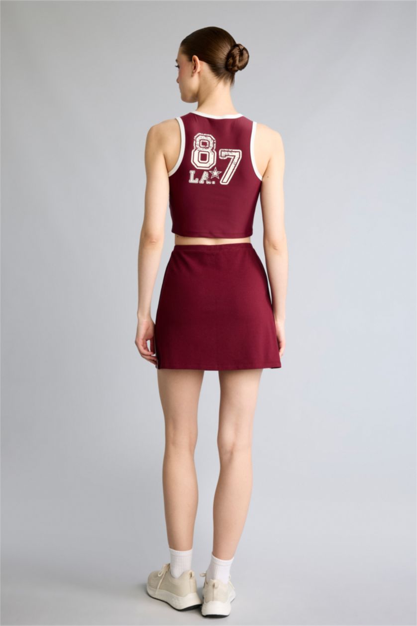 Kadın Bordo Standart Fit Modal Mini Etek