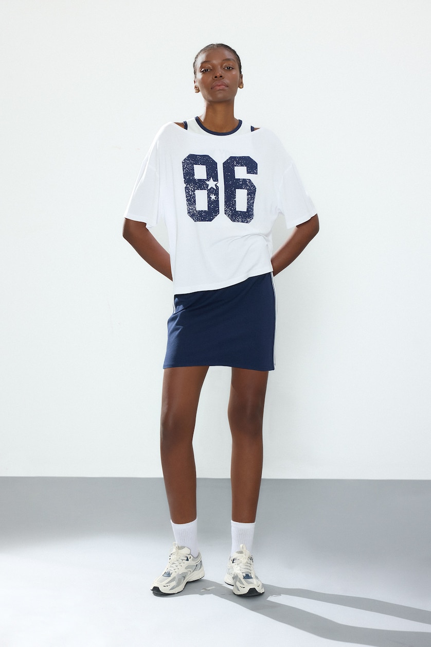 نساء كحلي Cotton Standard Fit Modal Mini Skirt