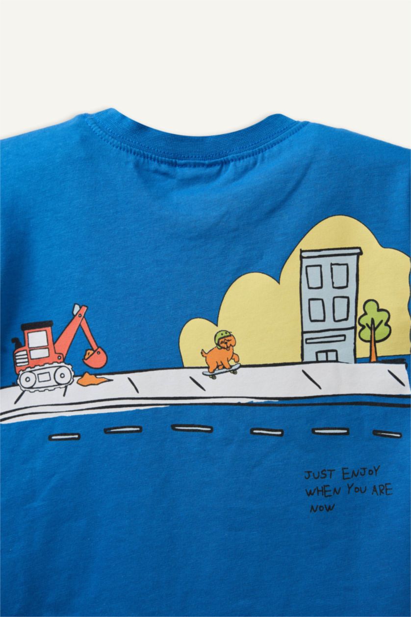 Erkek Bebek Mavi Araç Baskılı 2'li Takım Erkek Bebek