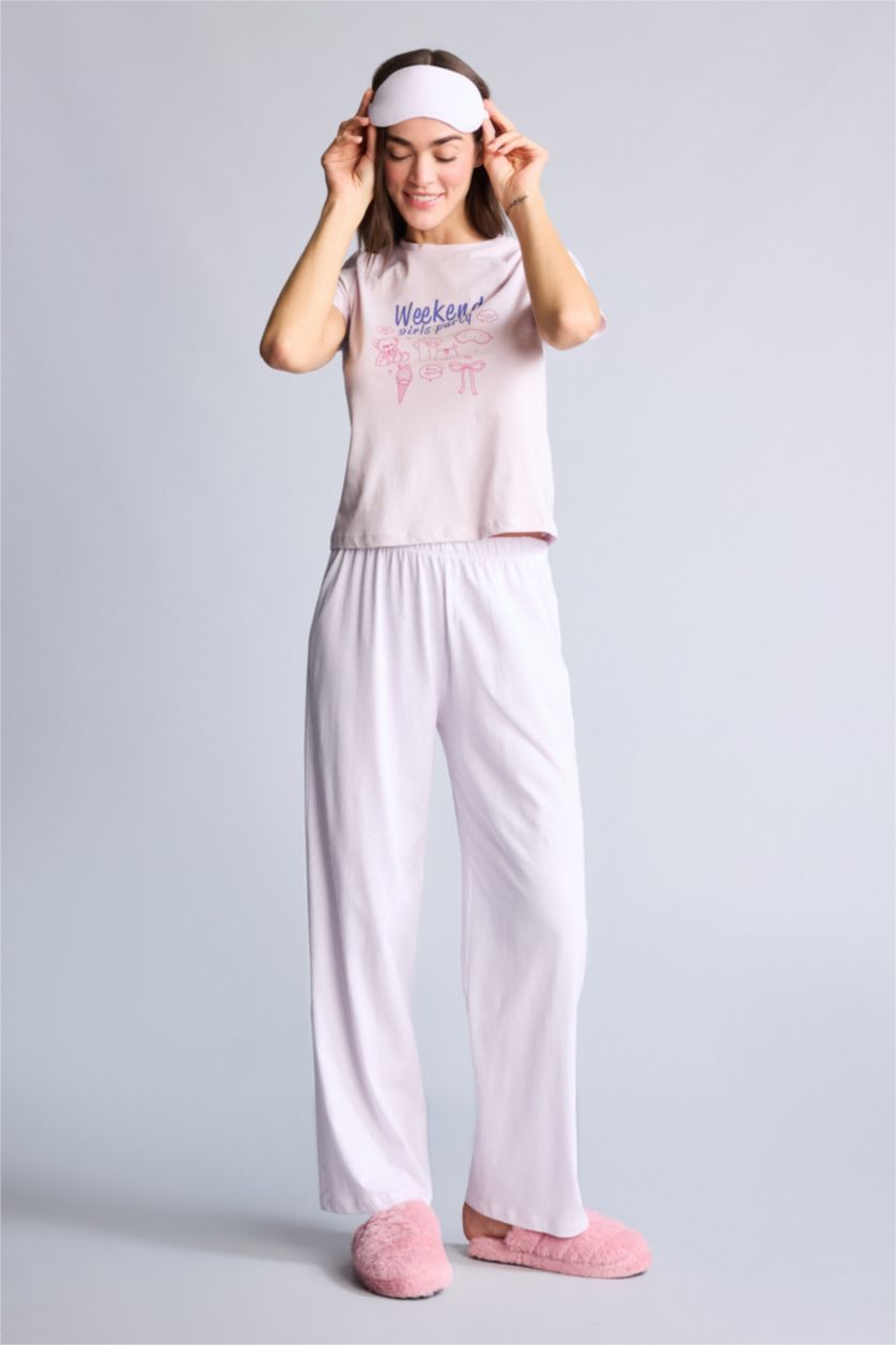 Kadın Pembe Regular Fıt Kısa Kollu 2'li Takım