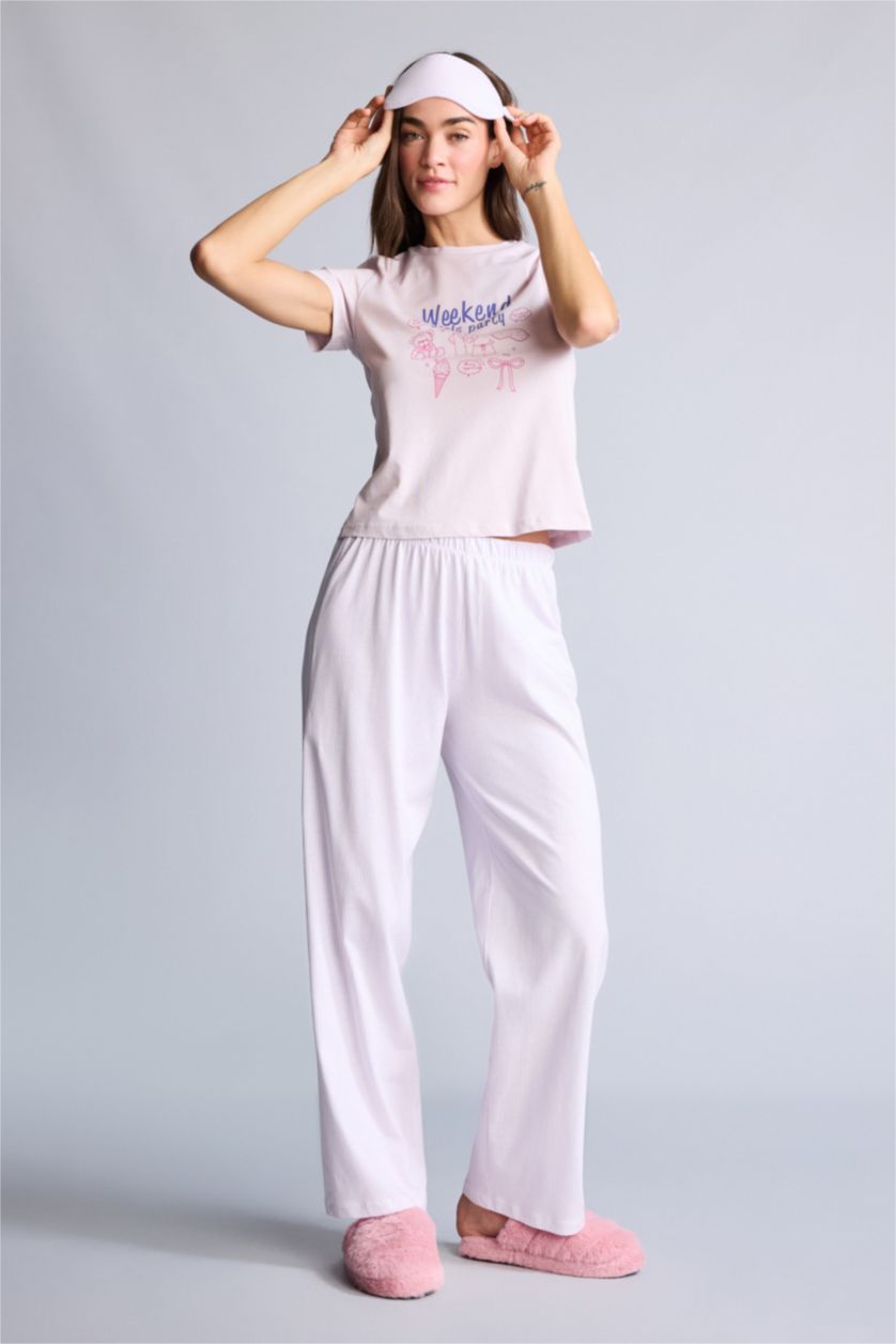 Kadın Pembe Regular Fıt Kısa Kollu 2'li Takım