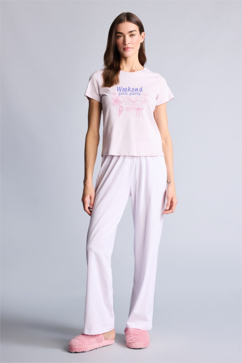 Kadın Pembe Regular Fıt Kısa Kollu 2'li Takım